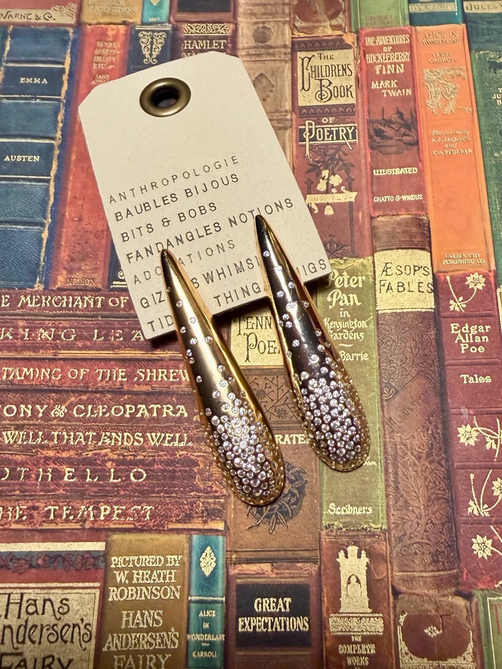 Anthropologie Pave Triangle Drop Earrings